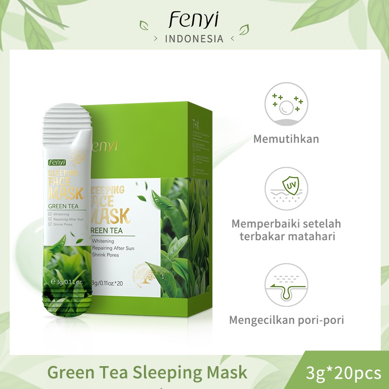 Fenyi Sleeping Mask Green Tea Mengurangi Jerawat Pelembab 20 pcs