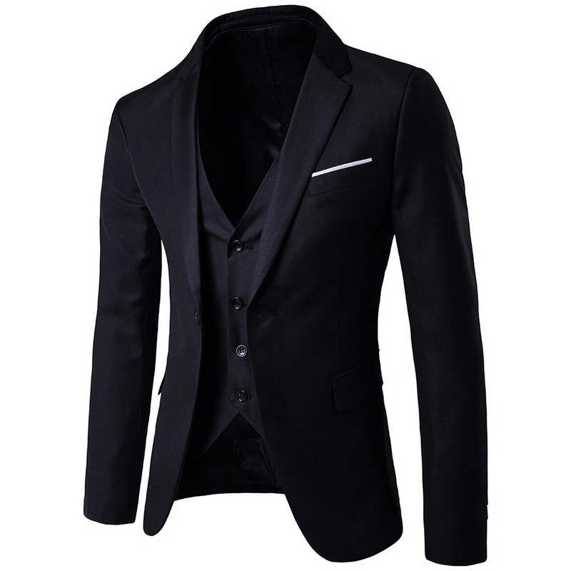 SETELAN BLAZER SLIMFIT PRIA 2IN1 - HIGH TWIST SLIM BLACK SUIT STYLE