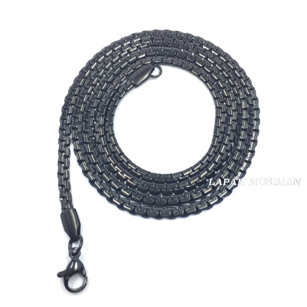 [Bayar di Tempat] Kalung Pria Titanium Hitam Keren Anti Karat Selama nya