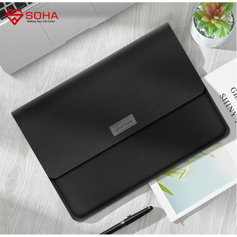 LC-06 SOHA Sleeve Case Kualitas PREMIUM PU LEATHER Kulit Wangi for Ultra book / for Macbook Air / Sarung Celup for LAPTOP Model Skin Pro Tipis dan Lembut Ukuran 13 14 15 15.6 Inch