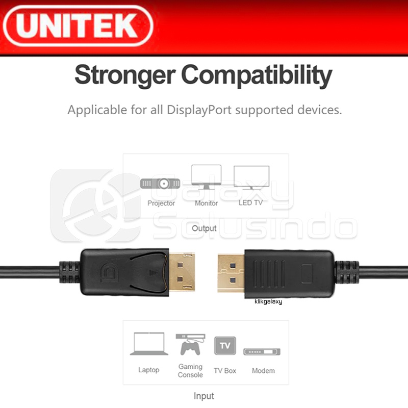 UNITEK Y-C607BK 4K 60Hz DisplayPort 1.2 Cable - 1.5M