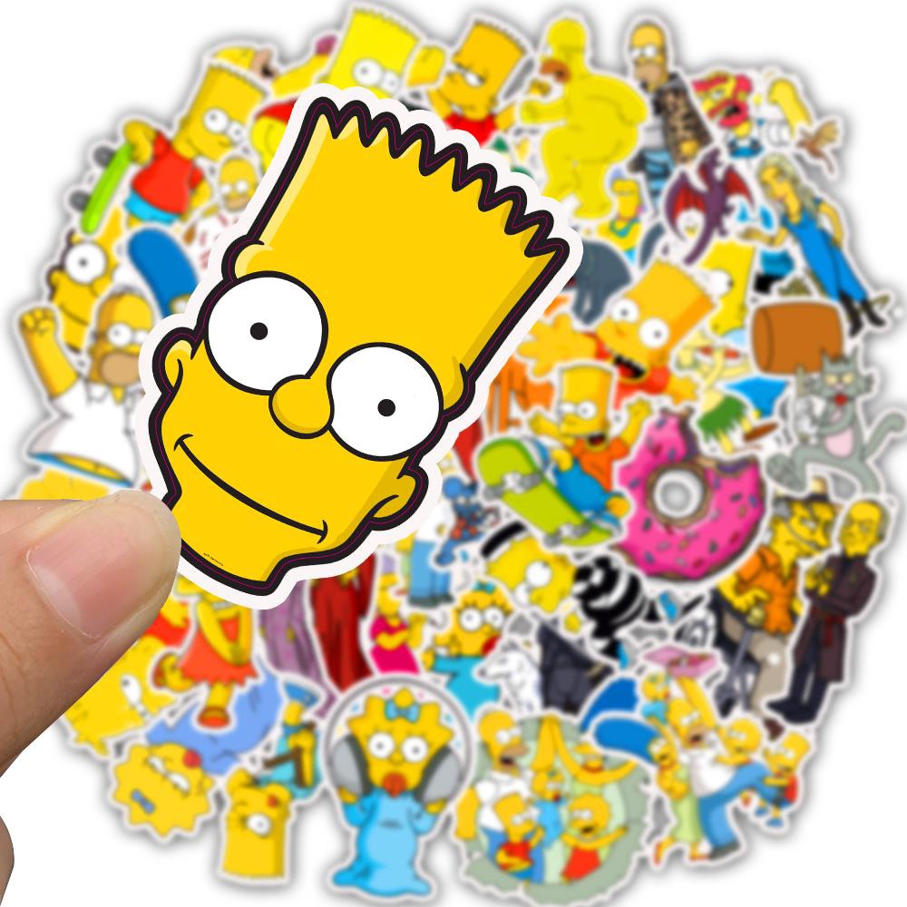 50Pcs/Lot Vinyl The Simpsons Stickers Anime Cartoon Sticker For Skateboard Luggage Laptop Guitar Fridge Phone Car Decal Stickers