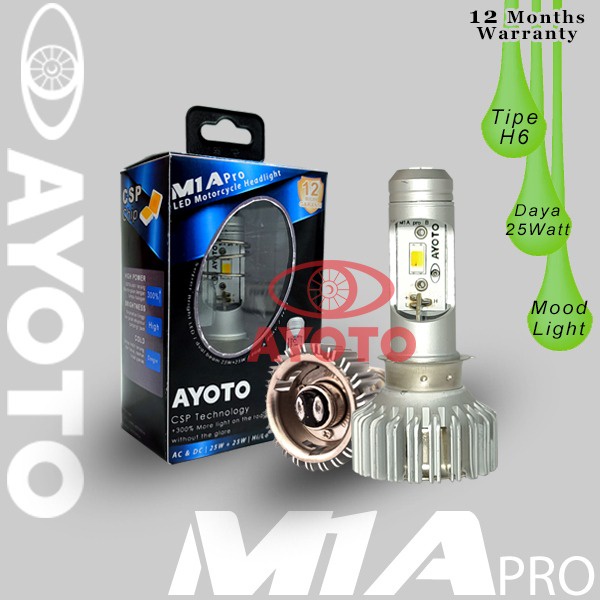 Lampu LED Motor Utama SOKET T19/H6 Arus AC DC Ayoto M1A M1A PRO KP M2A M2A PRO M2B M2B KP M2B PRO Bebek MatiK