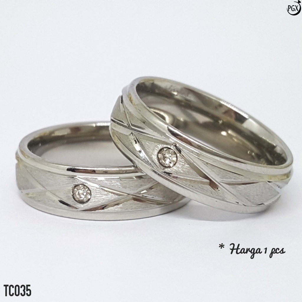 PGX Cincin Titanium Couple Emas Tunangan Aksesoris Fashion Perhiasan Anti Karat - TC035