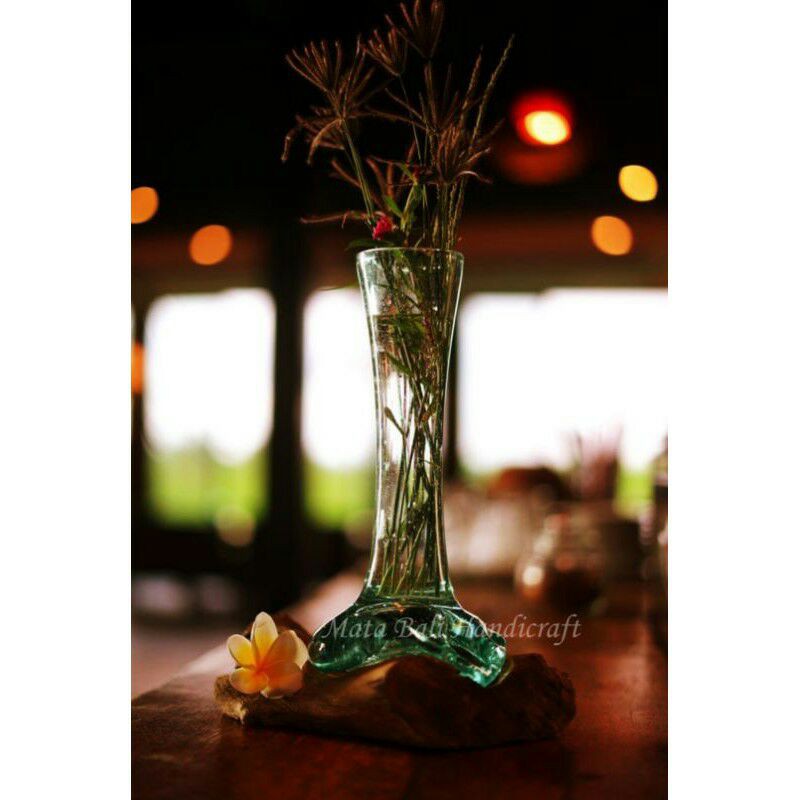 Vas Bunga Kaca Glasswood Pot Kaca Tiup - Tinggi 20 cm