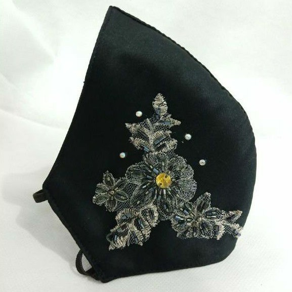 Masker Kain Motif Manik Bunga - 3ply dengan Filter SpunBond (Earloop/Headloop)