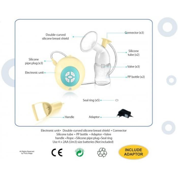 LITTLE GIANT 2 IN 1 MOSELLA ELECTRIC &amp; MANUAL BREAST PUMP LG-6815 S