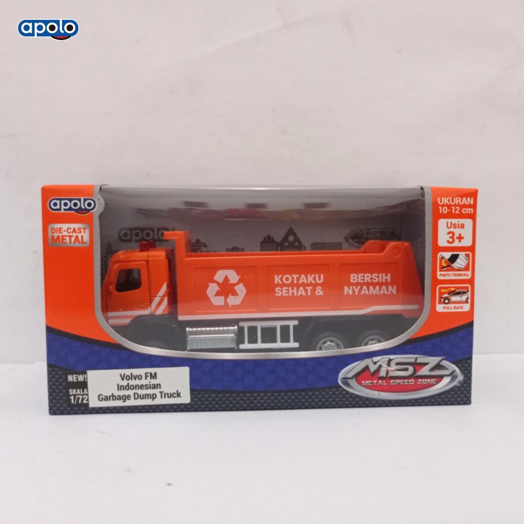 Miniatur Truk Volvo FM Garbage Dump Truk Apolo Diecast Mobil truk sampah Mainan anak murah
