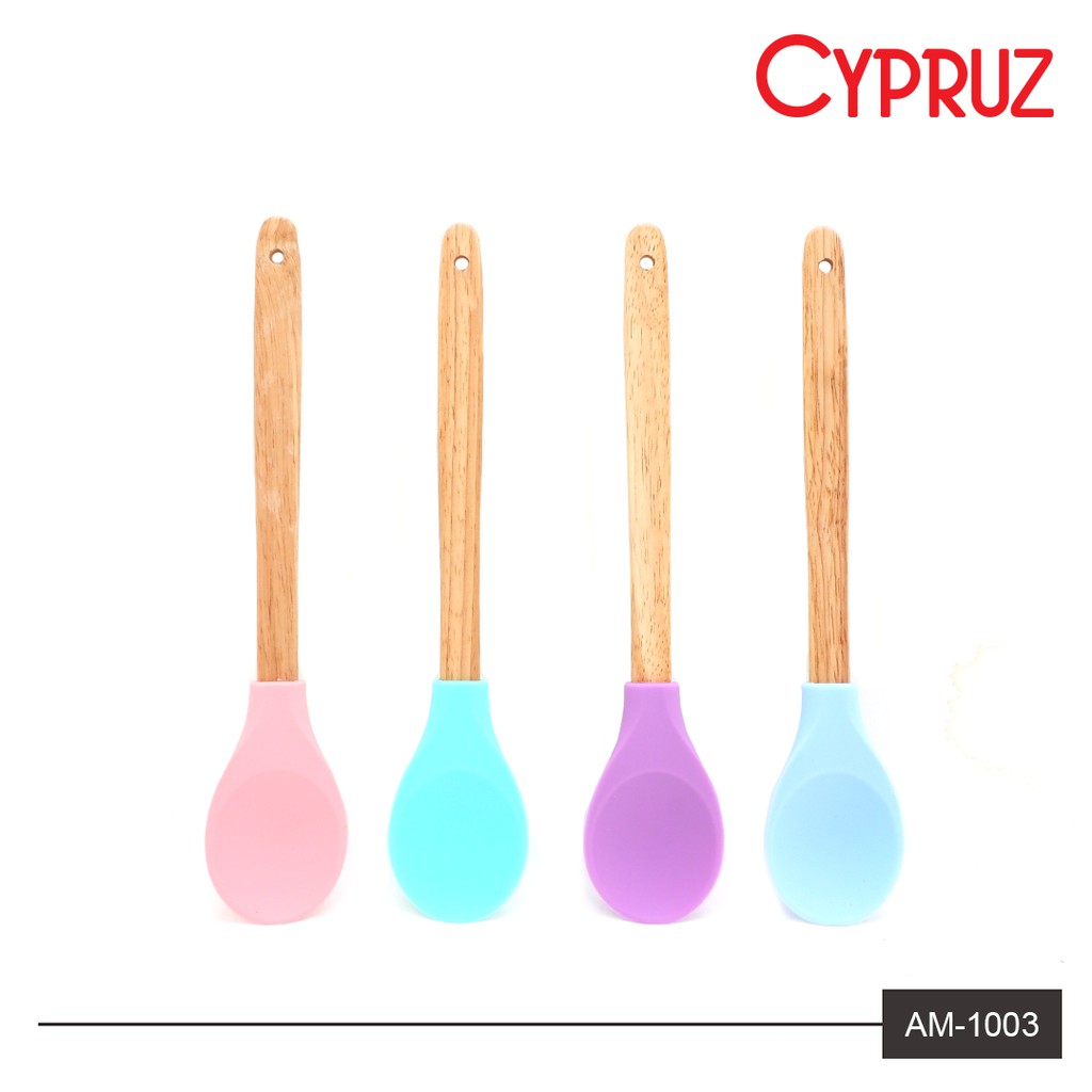 CServing Spoon Silicone + Gagang Bambu Cypruz AM-1003