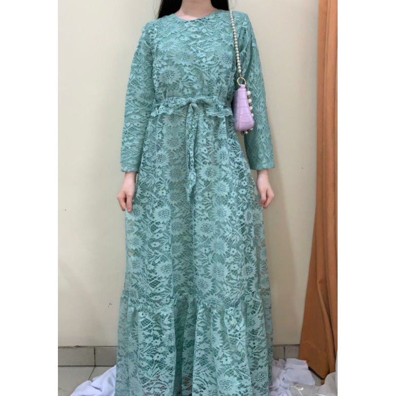 Dress pesta kondangan full brukat Long dress maxi