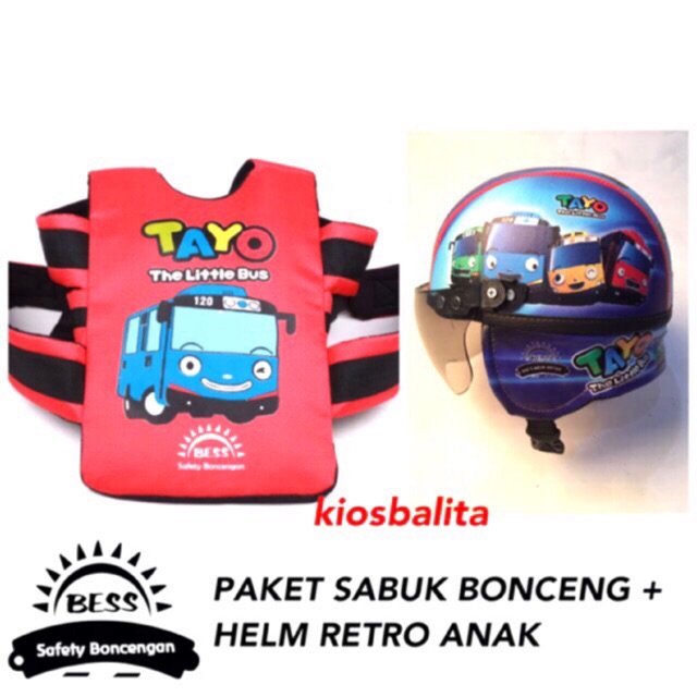 PAKET SABUK BONCENGAN ANAK + HELM RETRO ANAK