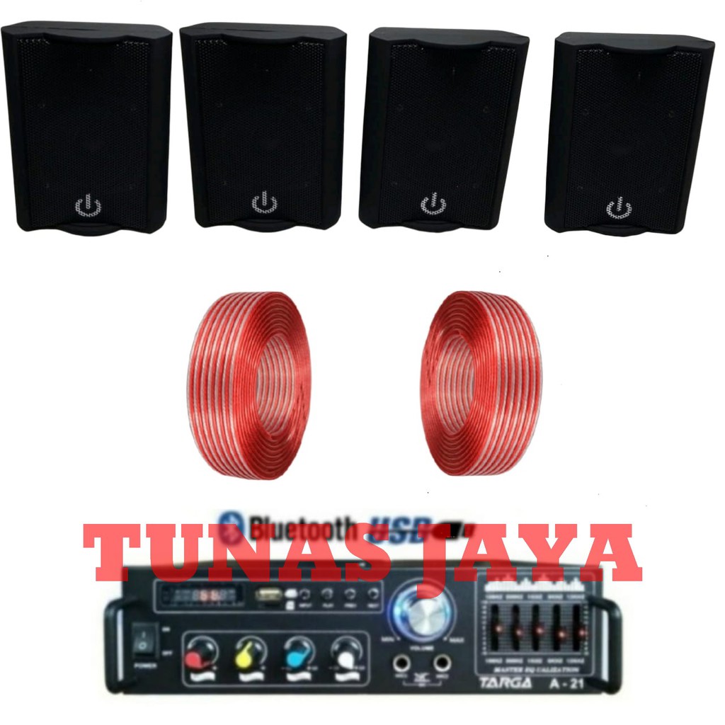 PAKET HEMAT 4 SPEAKER CRIMSON CR402 PAKET AUDIO PAKET HEMAT MURAH AMPLI TARGA A21