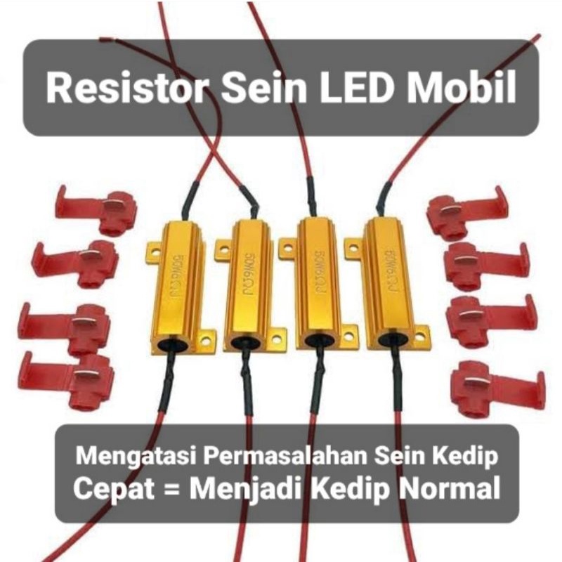 Resistor Sein LED Mobil 50W  6 OHM - Solusi Lampu Sein Hyperflash agar Kedip Normal (tidak kedip cepat) NO HYPERFLASH