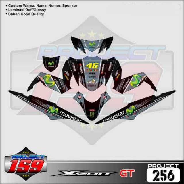 Sticker Decal Xeon GT - Project 256 Dark Movistar Yamaha Livery