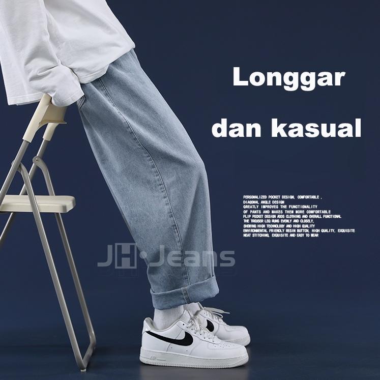 (BIG SALE) jeans pria loose straight korean style oversize Longgar jens baggy pants pria celana panj