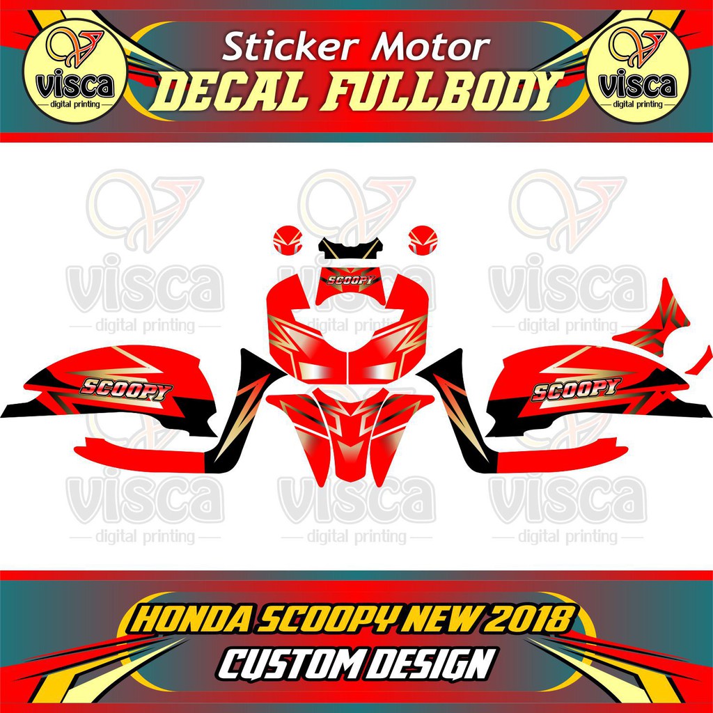 Decal Stiker Scoopy 2017 2019 Striping Scoopy New Simple Red