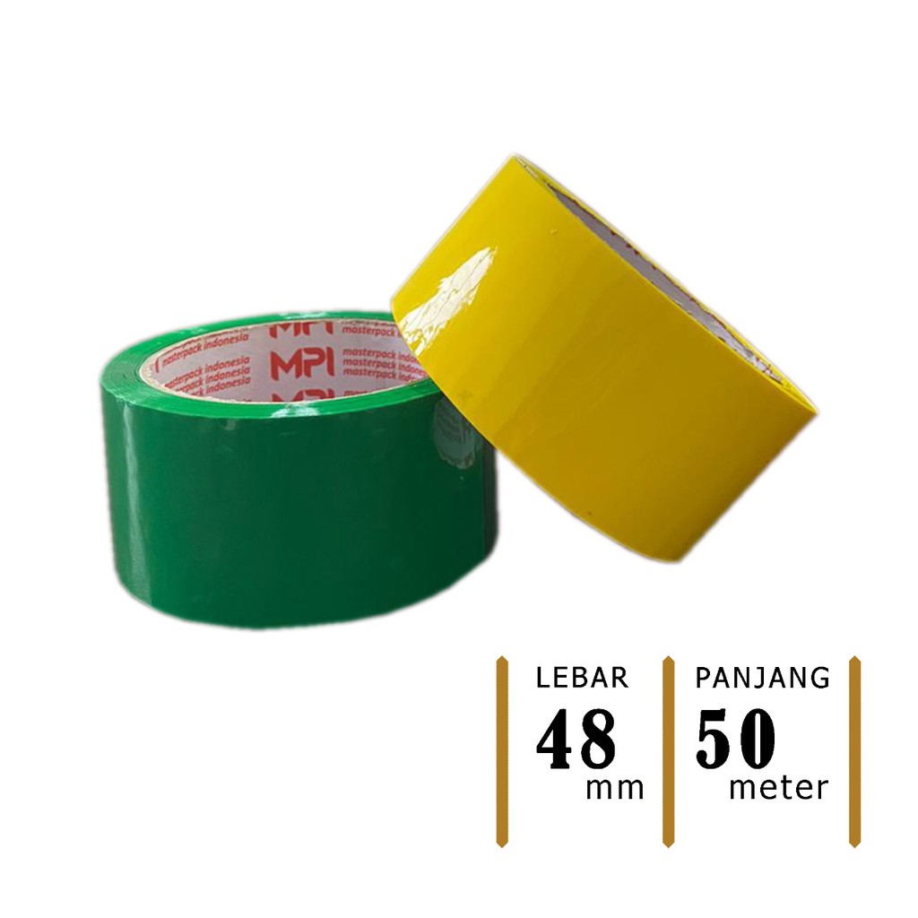 ISOLASI WARNA WARNI 48mm- LAKBAN OPP TAPE 48 mm MASTER PACK INDONESIA