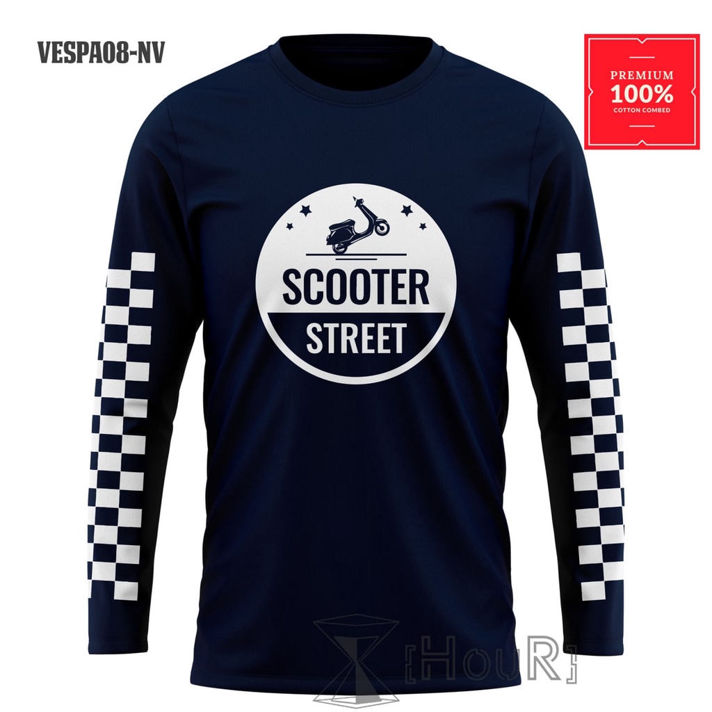 KAOS  PRIA Vespa Matic BAJU KAOS DISTRO LENGAN PANJANG SCOOTER STREET Cotton 24s Premium standart Ex