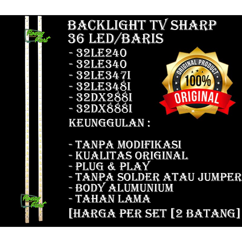 Lampu Backlight TV Sharp 32 inc inchi Type LC 32DX8881 72 Led 3 Volt