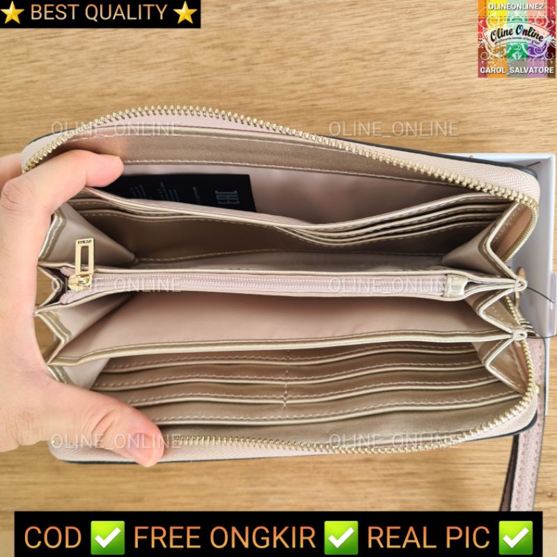 dompet kerrigan emboss black cream white pink beige logo brown black logo black zipper wallet long wallet dompet panjang roomy paspor bag wallet big size gs gb