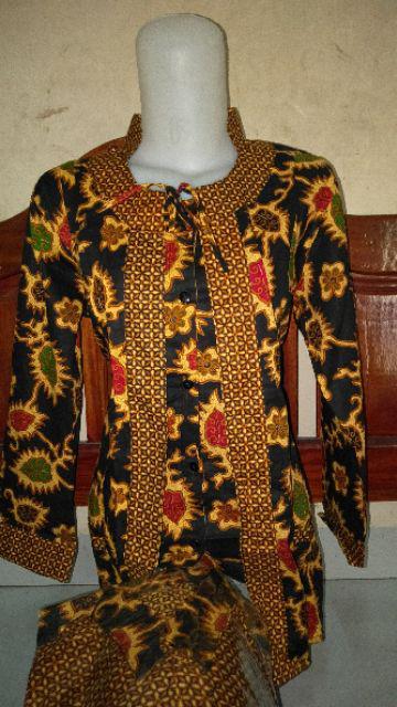 Cplp Polka Blus Lonceng Batika Sogan Batik Atasan Sogan