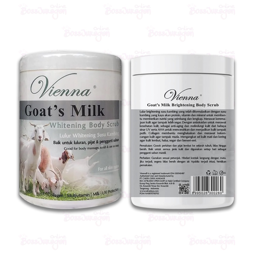 (BOSS) (1kg) VIENNA BODY SCRUB GOAT'S MILK - 1KG POT