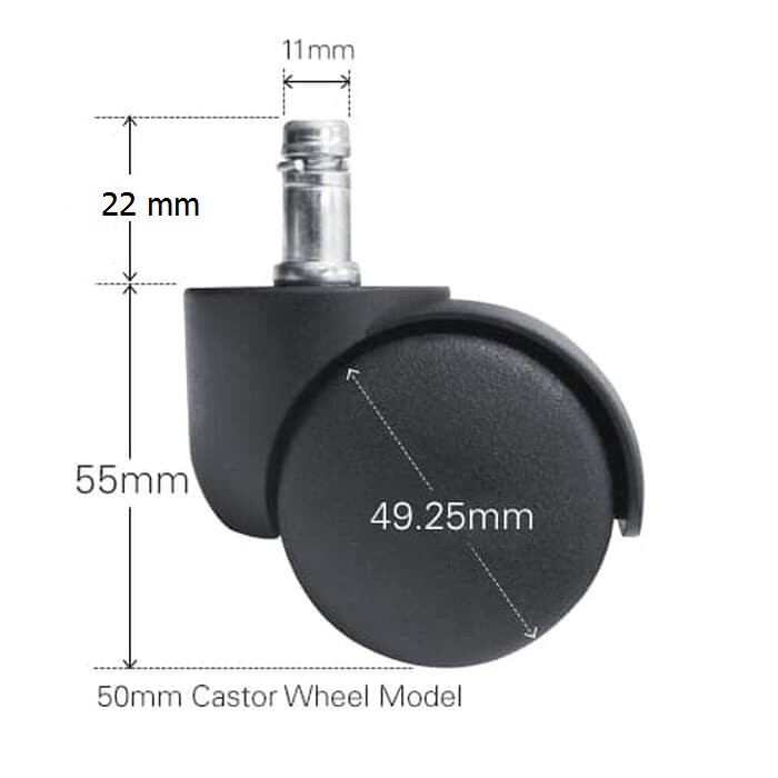 Roda Kursi Kantor Lemari Meja Dorong 2 inch 50mm Tusuk Tancap Castor