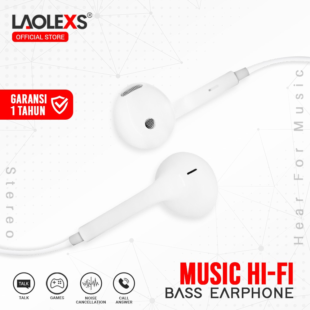 Earphone Headset HF-LX08 / Music Hi-Fi Extra Bass Laolexs - Premium Quality (Garansi Resmi 1 Tahun)