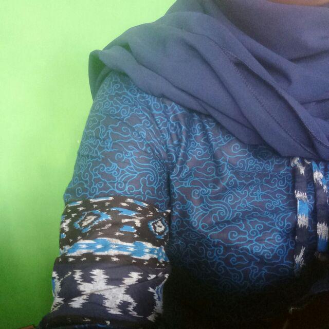 Blouse Batik Wanita Mega Mendung Cewek Polos Biru Elektrik Biru Dongker