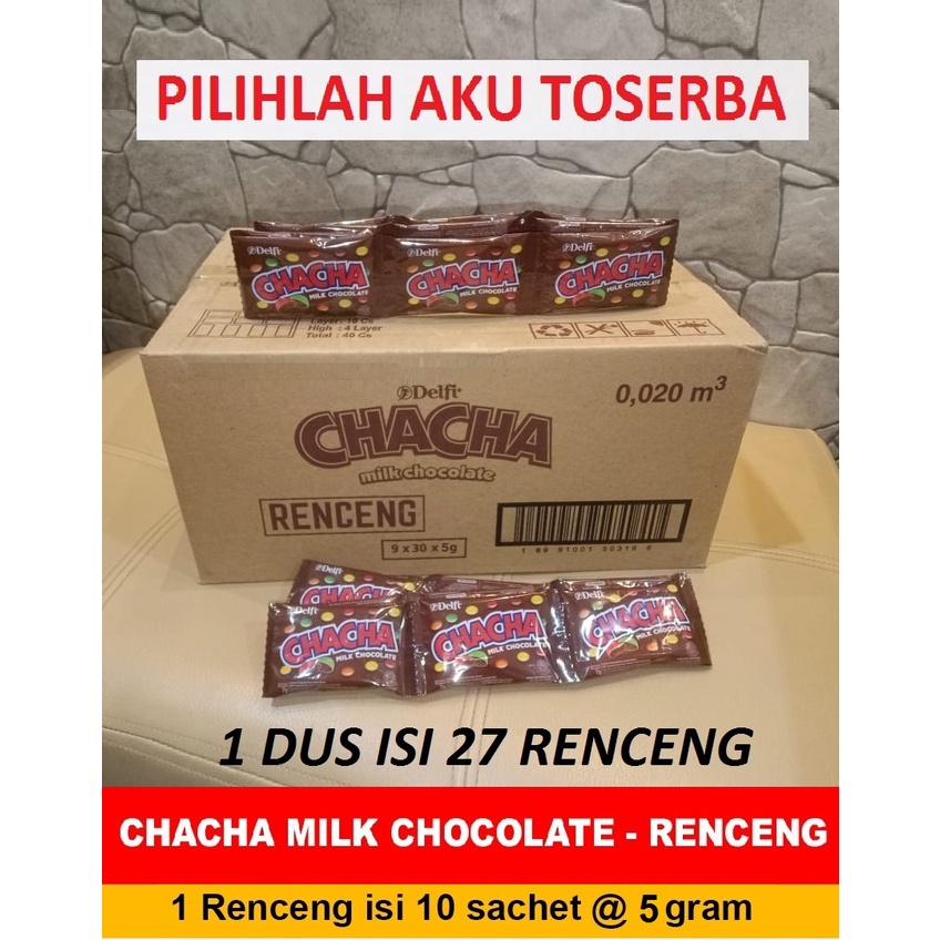 CHACHA Milk Chocolate 5 gram kemasan Renceng - (HARGA 1 KARTON ISI 27 RENCENG)