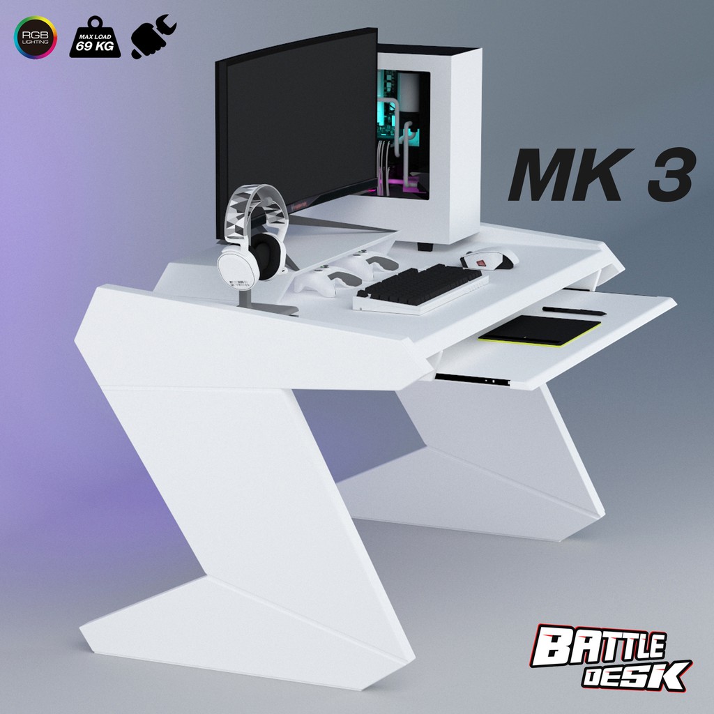 Meja Komputer Gaming PC Desk RGB murah 128x80 Battledesk 