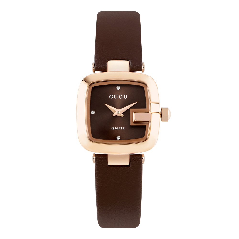 【Factory Outlet】GUOU Watch Wanita Berjaga-jaga Fashion Wanita Square Watch Sederhana Temperamen Watch Dial Kecil