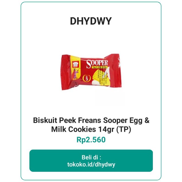 

Biskuit Peek Freans Sooper Egg & Milk Cookies 14gr (TP)