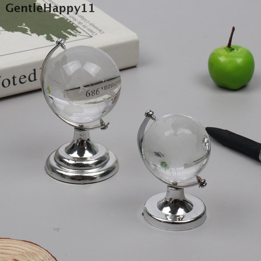 Gentlehappy Transparan Perak Berdiri Crystal World Globe Rumah Boneka Desktop Decor Mainan