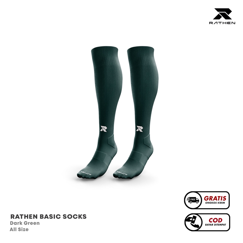 RATHEN - Basic Socks Dark Green / Kaoskaki Bola Hijau Gelap