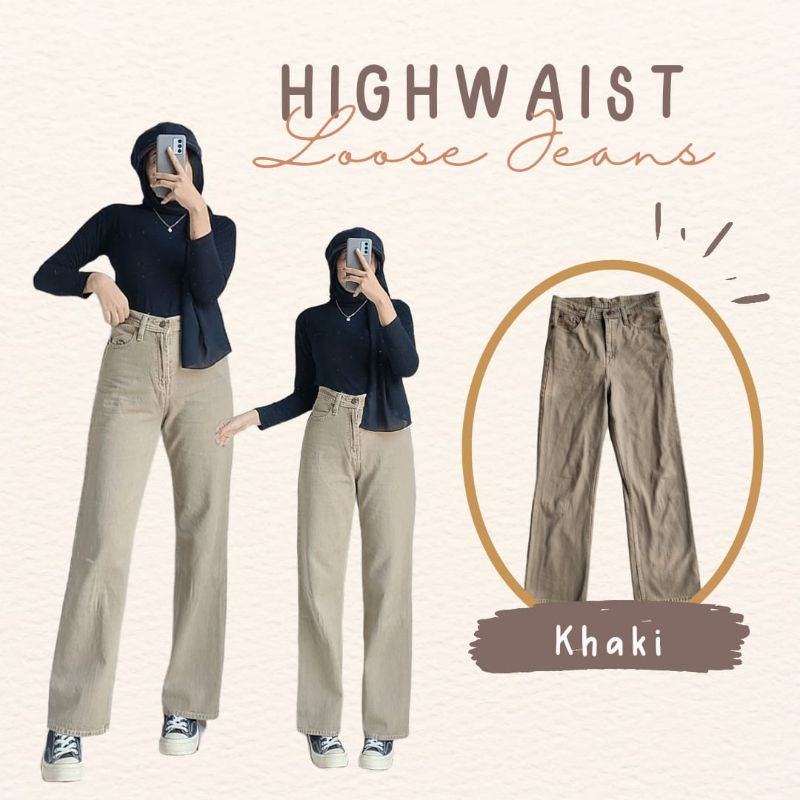 HIGHWAIST LOOSE JEANS TEBAL // CELANA JEANS PANJANG