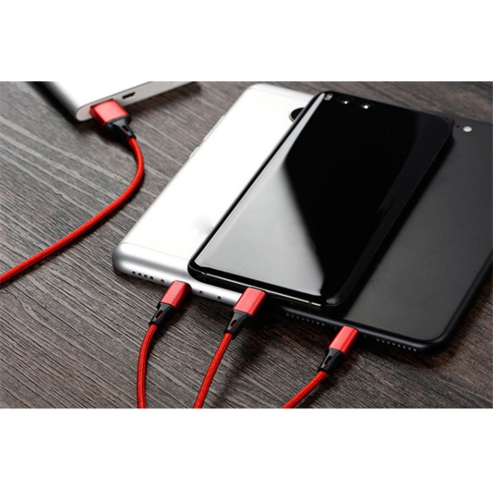 G5U Kabel Charger 3in1 Micro Usb + Lightning + Usb Type C 1.2 M - Us186 - Black Or-i