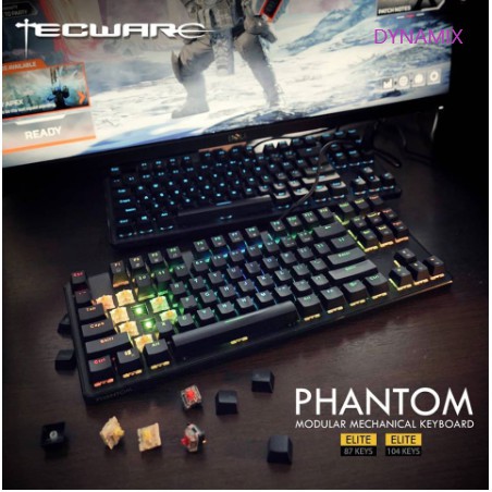 Tecware Phantom Elite 87 RGB Mechanical Keyboard - GATERON Yellow | Blue | Red | Black Gaming Keyboard