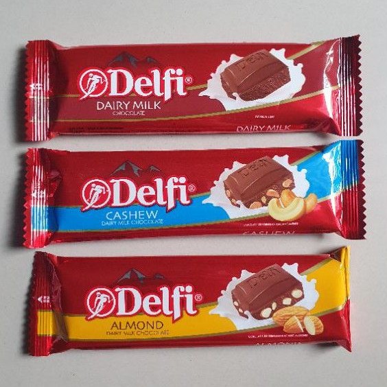 

Delfi Coklat DAIRY MILK CHOCOLATE / CASHEW/ ALMOND / FRUIT & NUT 55gr ( medium ).