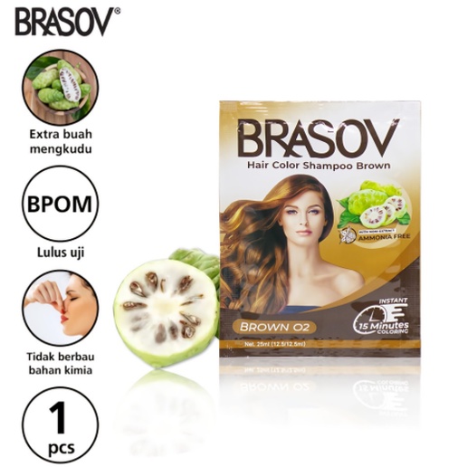 BRASOV Shampoo Pewarna Rambut Brown 25 Ml