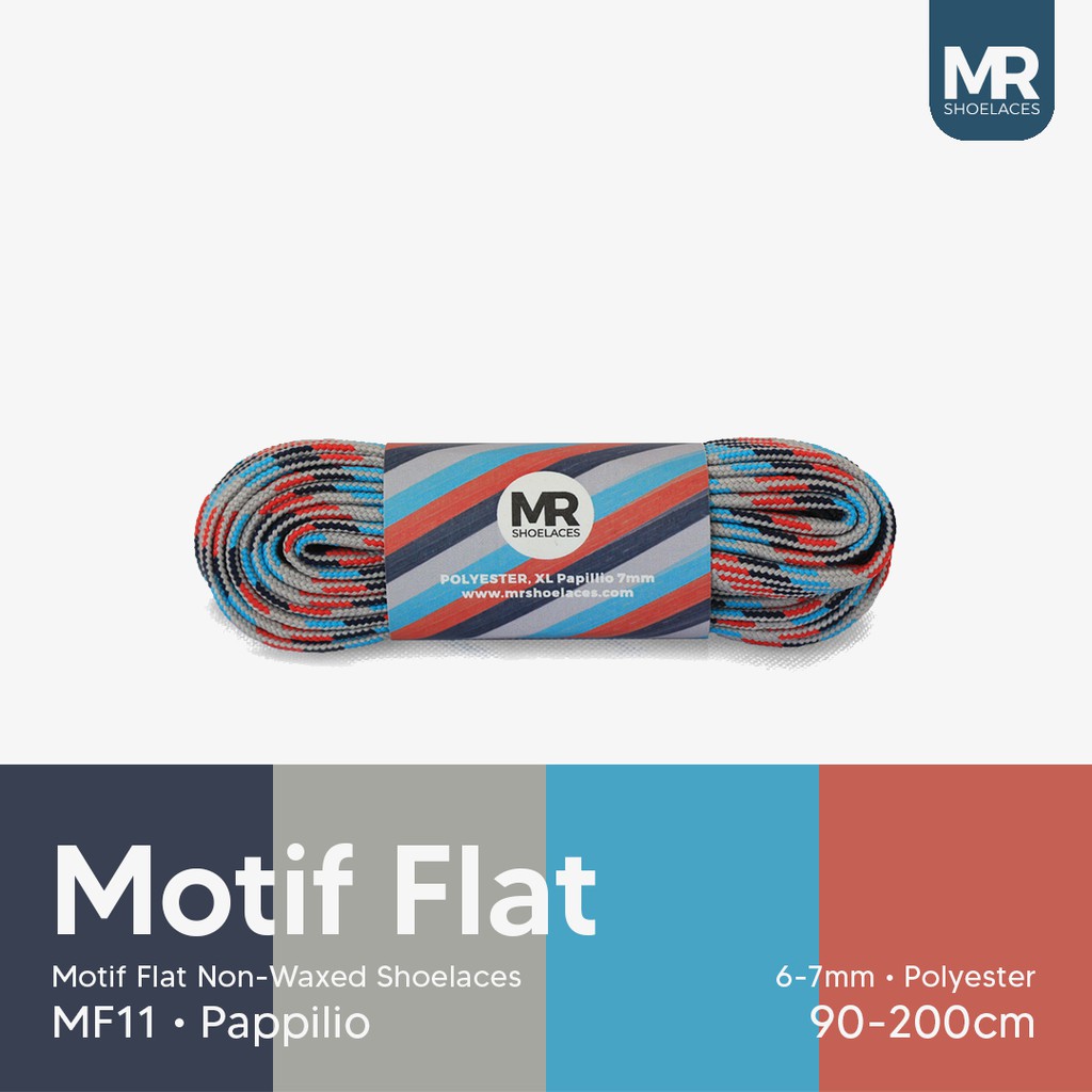 MR Shoelaces MF11 Papillio Tali Sepatu Motif Flat Gepeng 90-200cm Lebar 6-7mm - Premium Shoelace