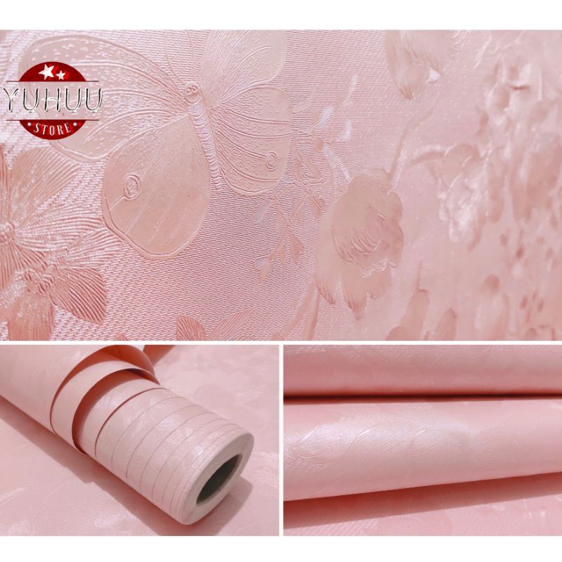 COD ( BAYAR DI TEMPAT ) Wallpaper Sticker Dinding Bertekstur Salur Daun Ungu Pink Putih Cream Biru Abu Hitam Navy Hijau Tosca Kuning Merah Coklat Salur Bunga Batik Batu Bata 3D Kotak Segitiga minimalis Baju Celana Sendal Kaos Gamis Celana Dalam Kosmetik-3