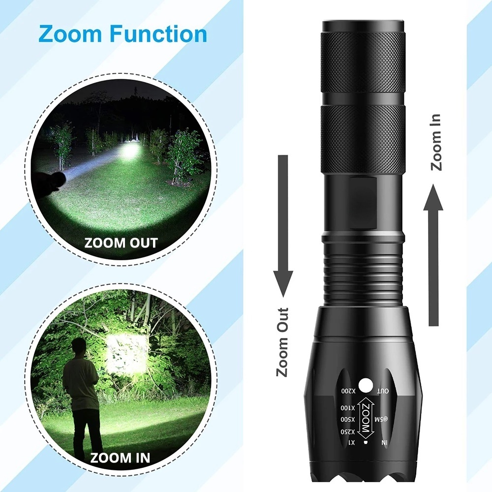 [ Ultraviolet white lighting  double lamp retractable flashlight for Night run outdoor camping fishing ]