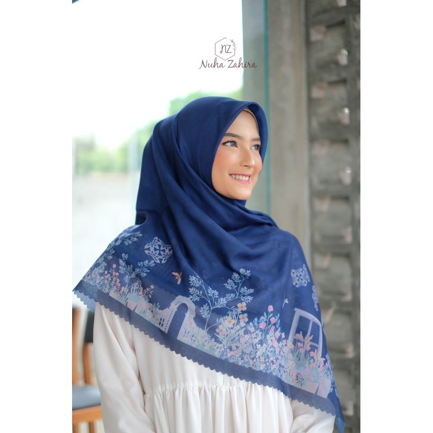 VOAL SEGI EMPAT PRINTING | GARDEN BEE NAVY| NUHAZAHIRA