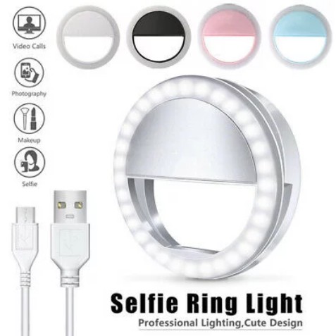 Lampu LED Ringlight selfie recharge portable flash koneksi langsung smartphone