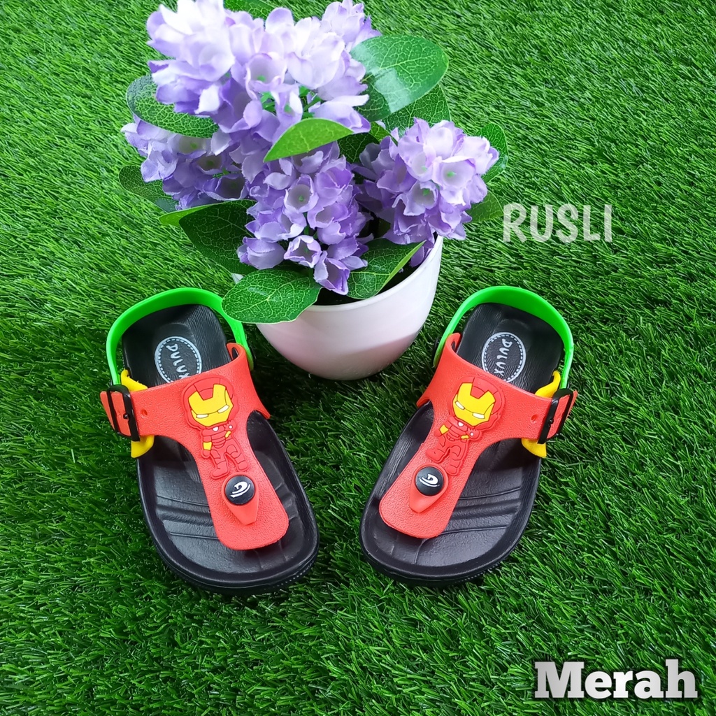 (COD) Sandal Jepit Karet Bayi Anak Motif Iron Man Dulux 213E