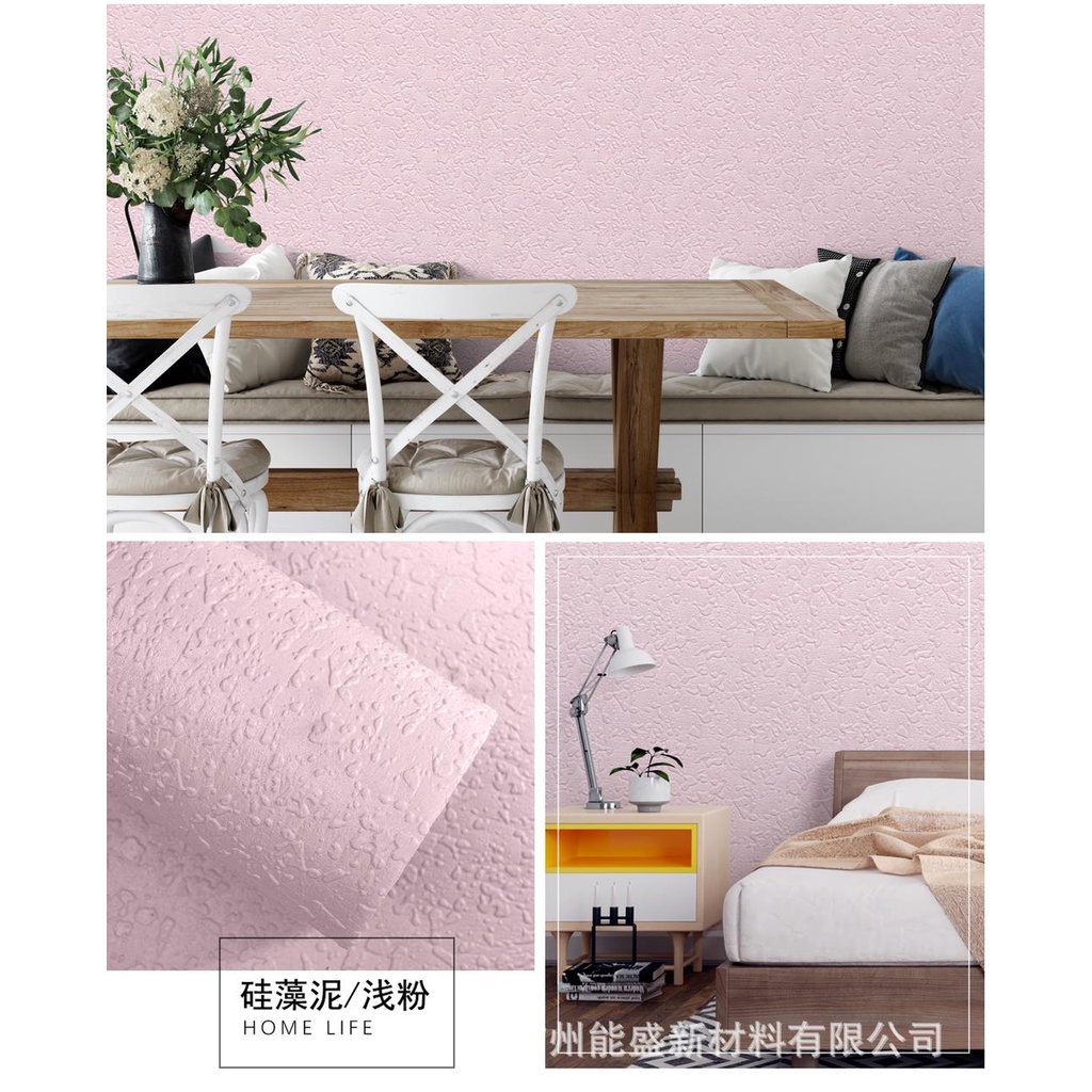 Wallpaper Sticker Dinding Linen Roll / Wallfoam Dinding Dekorasi Kamar / WallSticker Dinding