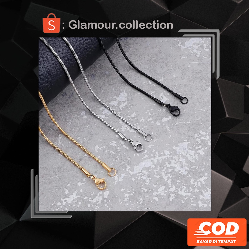 [COD] Kalung Titanium Model Bulat Anti Karat 1.5mm Fashion Wanita/Pria Anti Karat