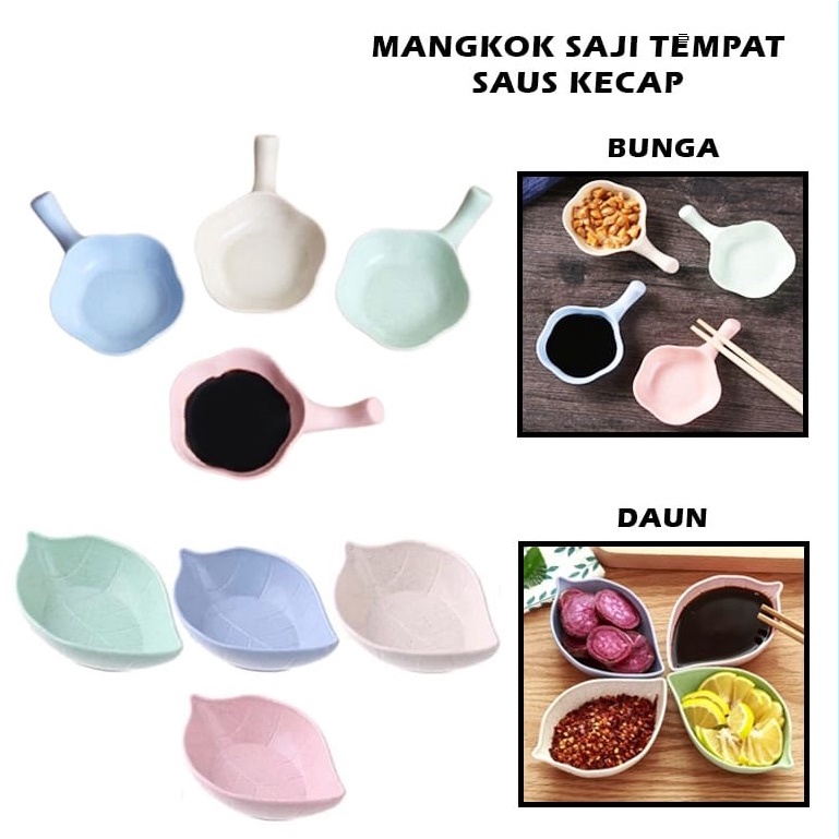 Sauce Plate Mangkuk Tempat Saos Kecap Bahan Jerami Wadah Saus Sambal Seasoning Dish Piring Kecil Mangkok Mini Bunga Holder Gagang TL