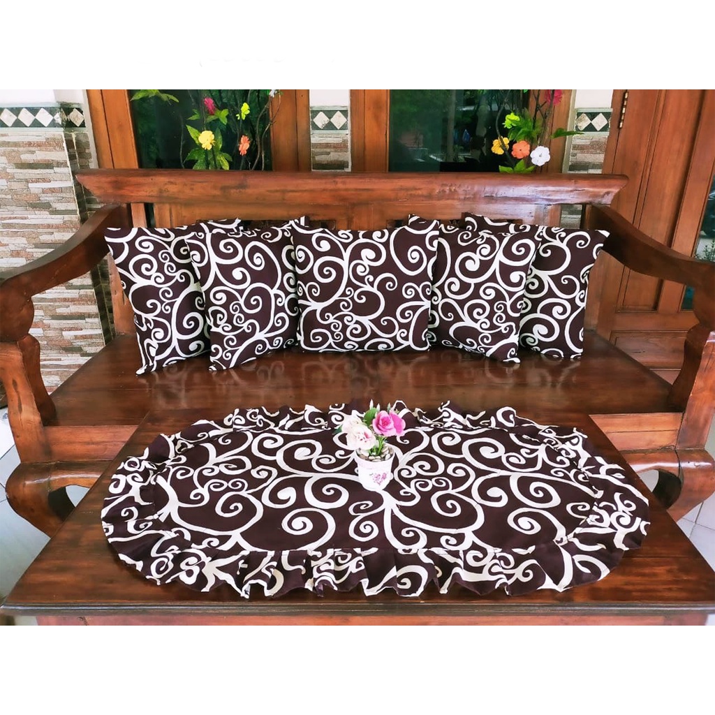 [✅COD] SARUNG BANTAL KURSI 40X40 (ISI 5 PCS) + TAPLAK MEJA TAMU DEKORASI SOFA BED SOFABED MINIMALIS SET PERLENGKAPAN RUMAH MEWAH